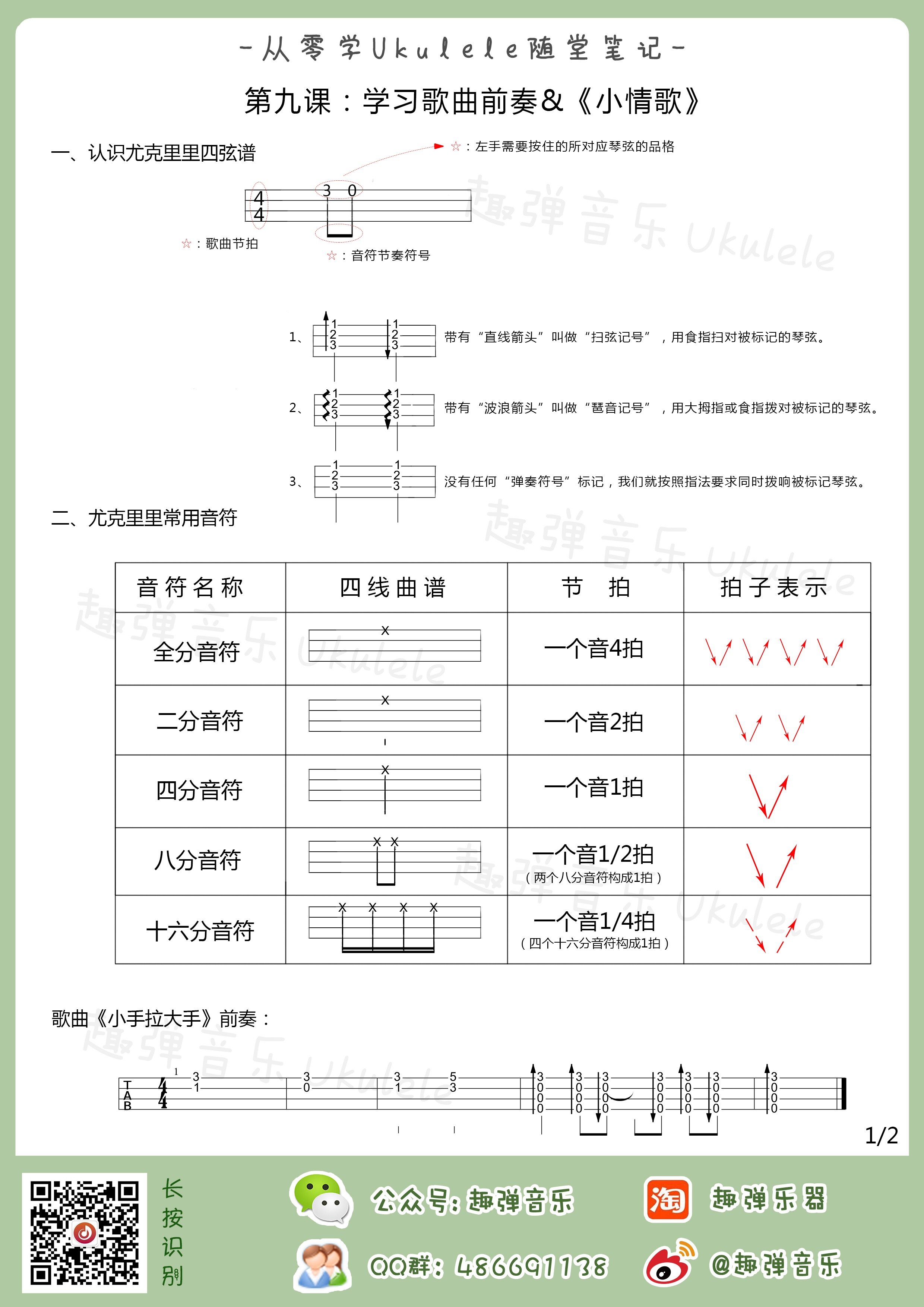 《小情歌》前奏教學《小情歌》尤克里裡譜拓展教學&《默》▽ 彈唱演示