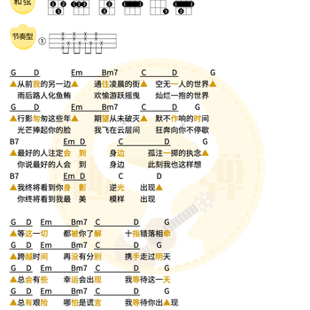 《总有一天你会出现在我身边》尤克里里谱_棱镜乐队_弹唱伴奏ukulele谱_G调版(趣弹音乐)