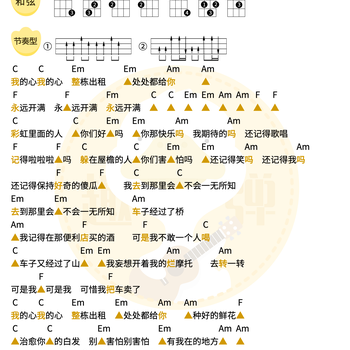 鲜花尤克里里谱 回春丹乐队 C调和弦指法ukulele弹唱谱(趣弹音乐)