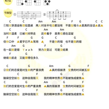 《我们的恋爱是对生命的严重浪费》尤克里里谱-许嵩-C调弹唱伴奏ukulele谱(趣弹音乐)