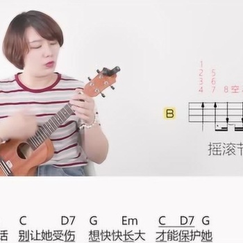听妈妈的话尤克里里谱 周杰伦 G调ukulele弹唱谱(趣弹音乐)