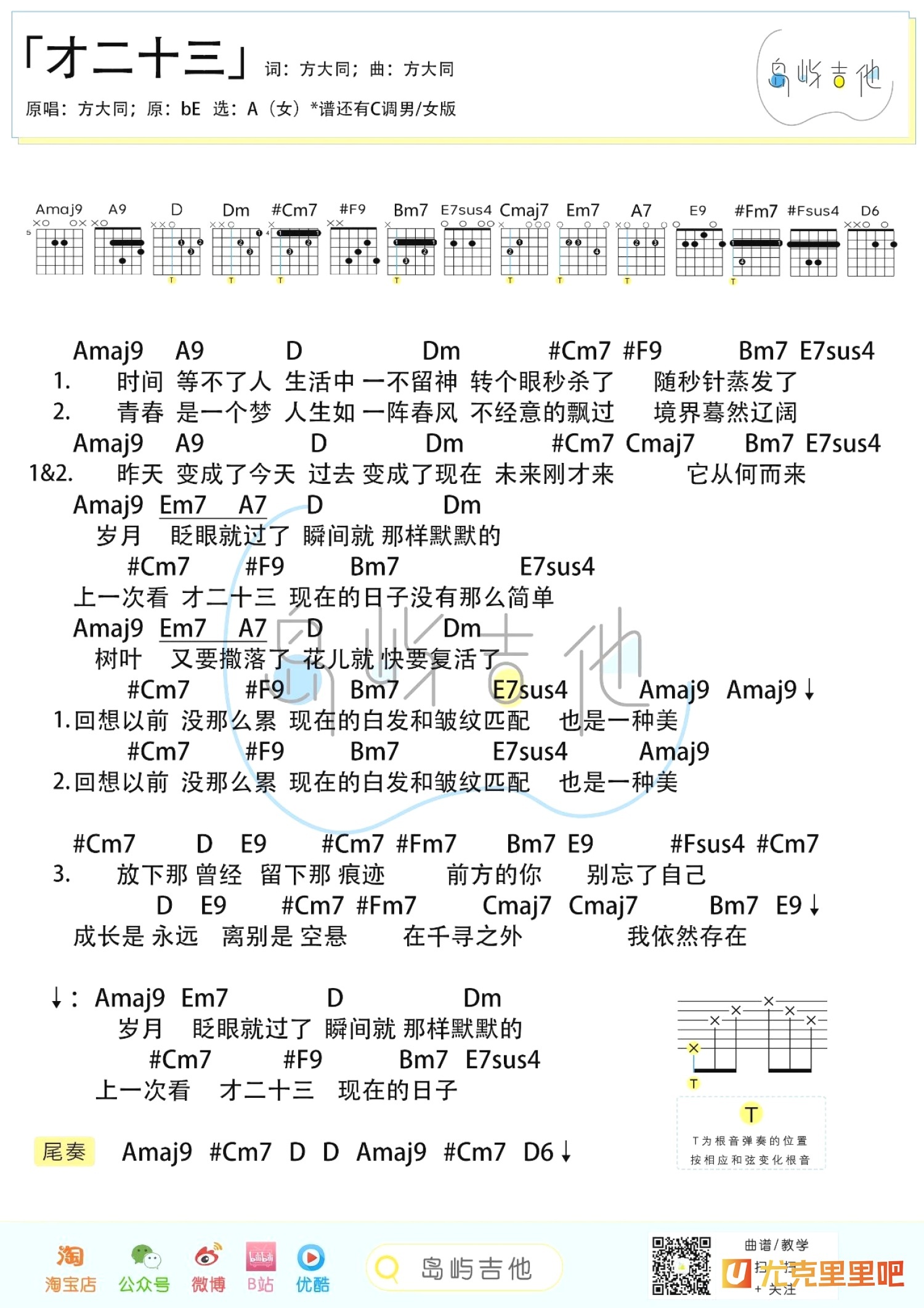 才二十三尤克里里谱-桃子鱼仔教室编配-第4张